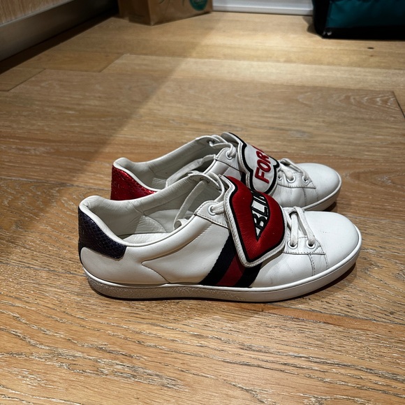 Gucci Wmns Ace 'Blind for Love' White Sneakers 9.5sz - Picture 6 of 9